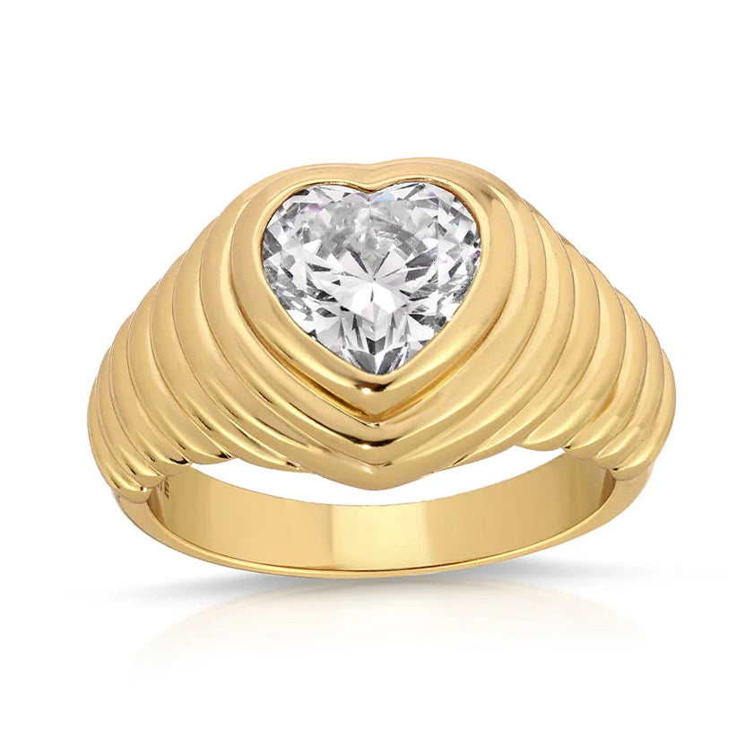 Gold Annalise Heart Stone Ring - CHARLES & KEITH US